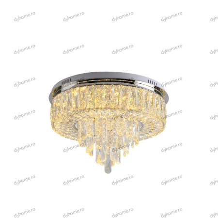 Lustra LED cristal circular design cu telecomanda, dimabila, 100W [3]