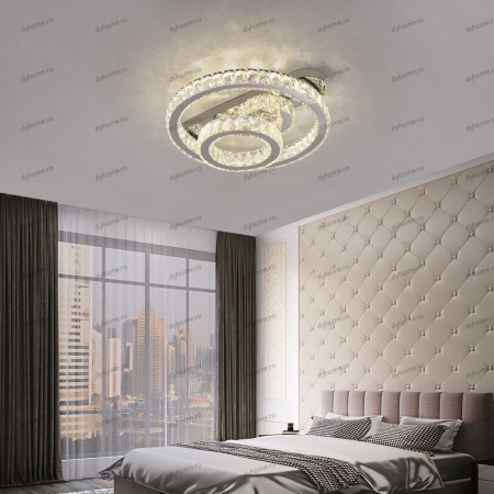 Candelabre & Cristale - Lustra LED cristal circular design cu telecomanda, dimabila, 100W