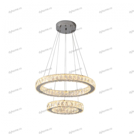 Lustra LED cristale circular design cu telecomanda, dimabila, 128W [2]