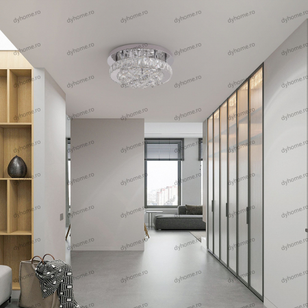 Candelabre & Cristale - Lustra LED cristal circular design cu telecomanda, dimabila, 64W