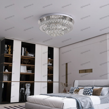 Candelabre & Cristale - Lustra LED cristal circular design cu telecomanda, dimabila, 98W