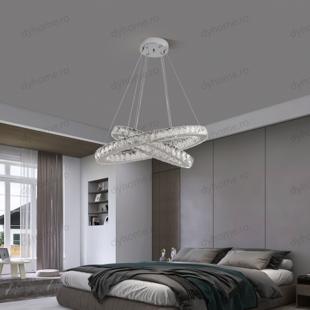 Lustra LED cristale circular design DIY cu telecomanda, dimabila, 120W [3]