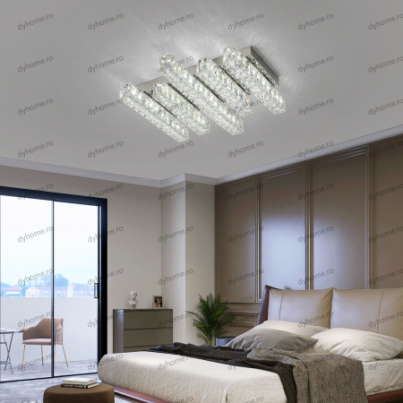 Lustra LED cristal dreptunghi design cu telecomanda, dimabila, 60W [1]