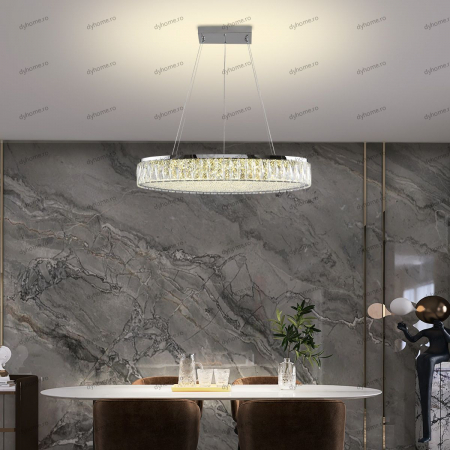Pendule - Lustra LED cristal oval design, 800mm, telecomanda, dimabila, 240W