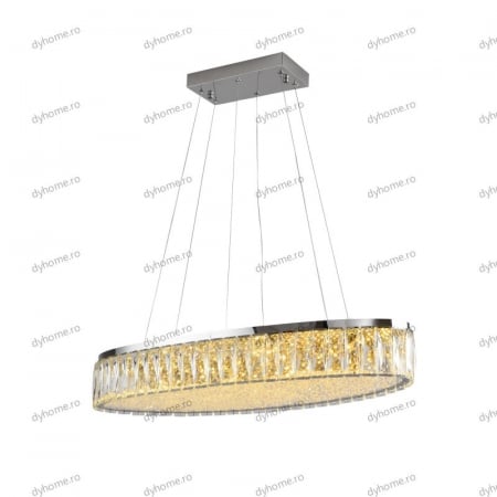 Lustra LED cristal oval design, 800mm, telecomanda, dimabila, 240W [2]
