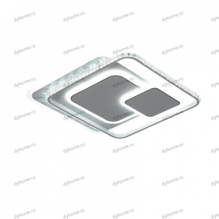 Lustra LED cristal patrat design alb cu telecomanda, dimabila, 180W [4]