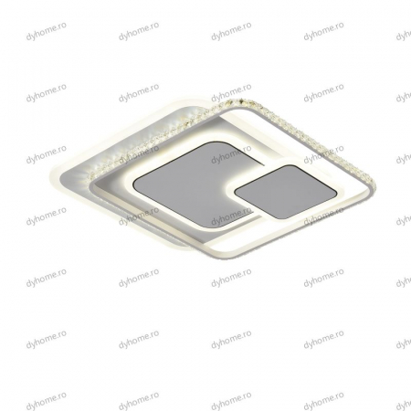 Lustra LED cristal patrat design alb cu telecomanda, dimabila, 180W [3]