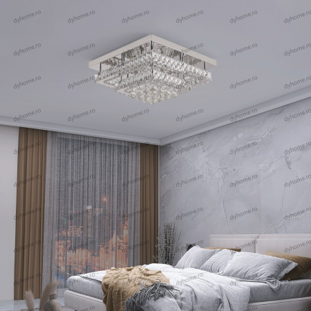 Candelabre & Cristale - Lustra LED cristal partrat design cu telecomanda, dimabila, 128W