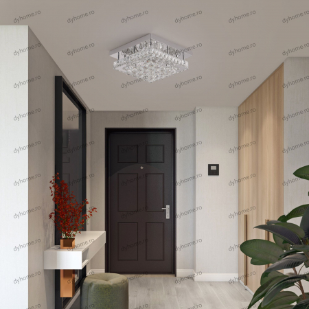 Candelabre & Cristale - Lustra LED cristal partrat design cu telecomanda, dimabila, 72W