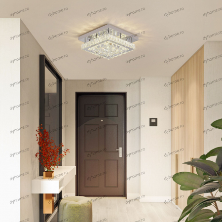 Lustra LED cristal partrat design cu telecomanda, dimabila, 72W [2]