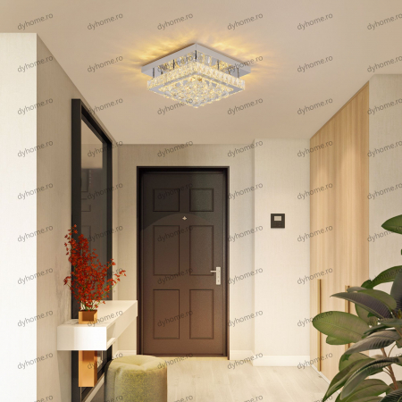 Lustra LED cristal partrat design cu telecomanda, dimabila, 72W [3]