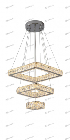 Lustra LED cristal patrat design cu telecomanda, dimabila, 140W [2]