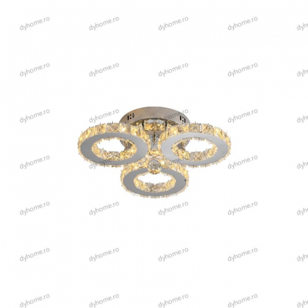 Lustra LED cristal circular ring design cu telecomanda, dimabila, 60W [2]