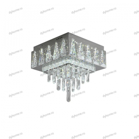 Lustra LED cristal patrat design cu telecomanda, dimabila, 72W [4]