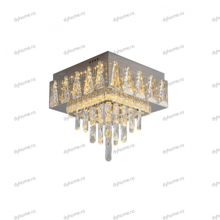 Lustra LED cristal patrat design cu telecomanda, dimabila, 72W [2]