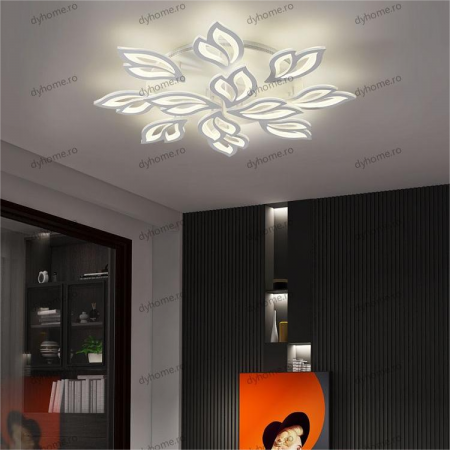 Lustra LED flama design alb cu telecomanda, dimabila, 264W