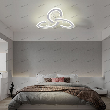 Corpuri De Iluminat - Lustra LED floare design alb cu telecomanda, dimabila,108W