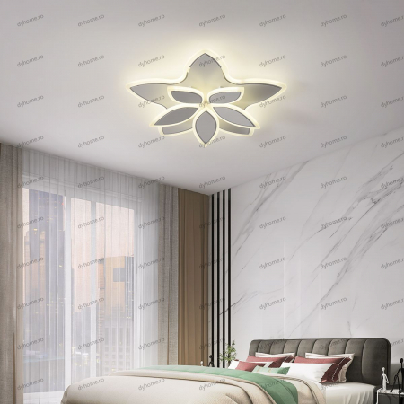 Corpuri De Iluminat - Lustra LED floare design alb cu telecomanda, dimabila, 120W