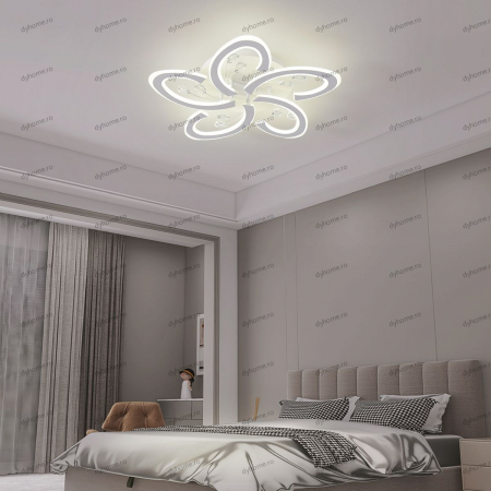 Corpuri De Iluminat - Lustra LED floare design alb cu telecomanda, dimabila,180W