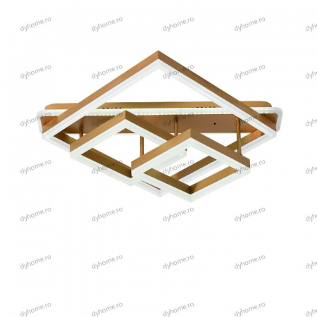 Lustra LED patrat design auriu cu telecomanda, dimabila, 182W [4]