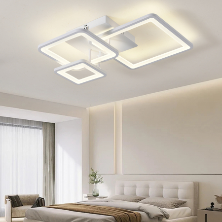 Corpuri De Iluminat - Lustra LED patrat design 6548-3 alb cu telecomanda, dimabila, 108W