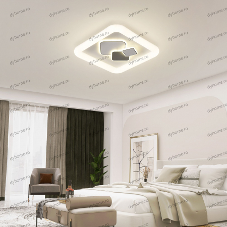 Lustra LED patrat design alb cu telecomanda, dimabila, 152W [2]