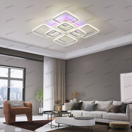 Corpuri De Iluminat - Lustra LED pătrat design alb cu telecomanda, dimabila, 240W
