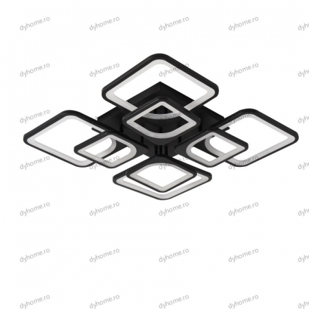 Lustra LED pătrat design negru cu telecomanda, dimabila, 256W [1]