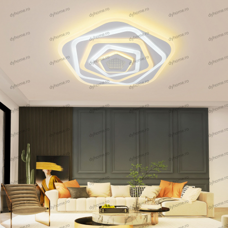 Lustra LED pentagon 3D design cu telecomanda, dimabila, 220W [3]