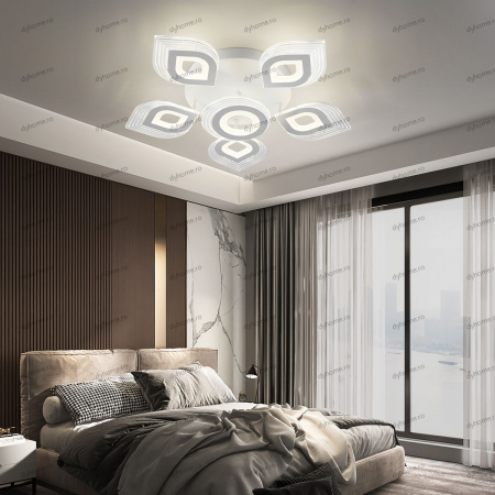 Corpuri De Iluminat - Lustra LED petală design alb cu telecomanda, dimabila, 182W