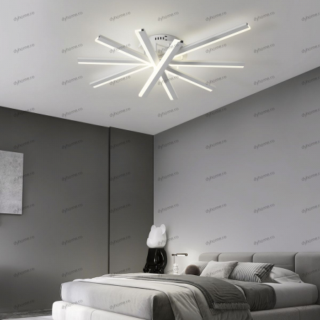 Corpuri De Iluminat - Lustra LED strip light alb cu telecomanda, dimabila, 140W