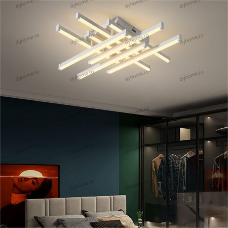 Corpuri De Iluminat - Lustra LED strip light alb cu telecomanda, dimabila, 160W