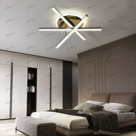 Corpuri De Iluminat - Lustra LED strip light argint cu telecomanda, dimabila, 120W