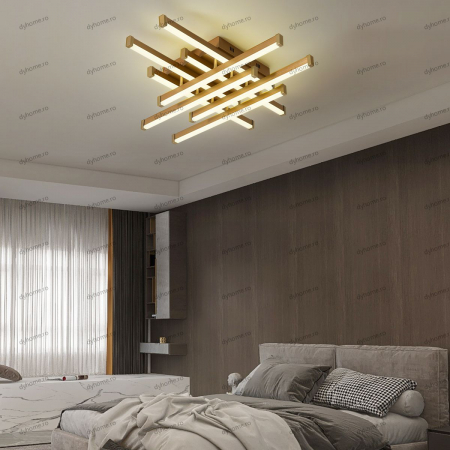 Corpuri De Iluminat - Lustra LED 8 linii design auriu  cu telecomanda, dimabila, 160W