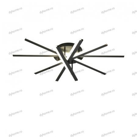 Lustra LED strip light negru cu telecomanda, dimabila, 140W [3]