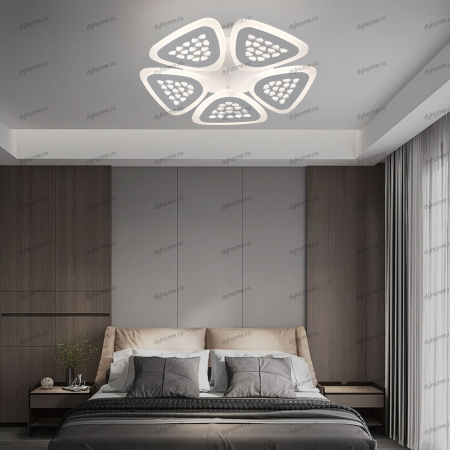 Corpuri De Iluminat - Lustra LED triunghi design alb cu telecomanda, dimabila, 80W