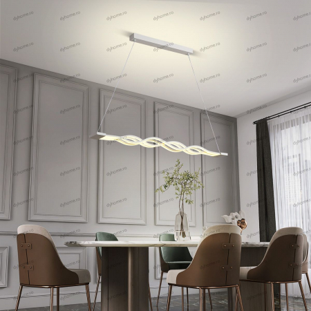 Pendule - Lustra LED wave design alb cu telecomanda, dimabila, 160W