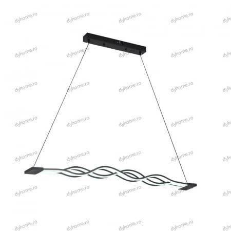 Lustra LED wave design negru cu telecomanda, dimabila, 160W [4]