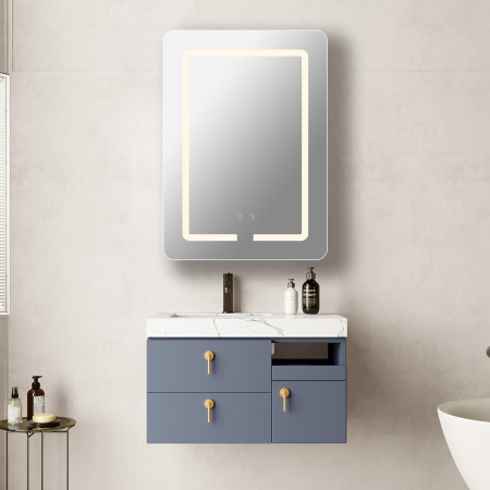 Oglindă Dulap LED Odin dreptunghiulară 50x70cm, ramă din aluminiu nichel, cu dezaburire si touch, 3 tipuri de lumina, IP44, montare perete, ODG4410 [2]