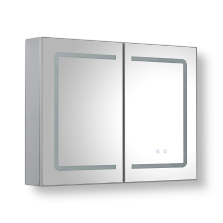 Oglindă Dulap LED Odin dreptunghiulară 60x80cm, ramă din aluminiu argintiu, cu dezaburire si touch, 3 tipuri de lumina, IP44, montare perete, ODG5310 [5]