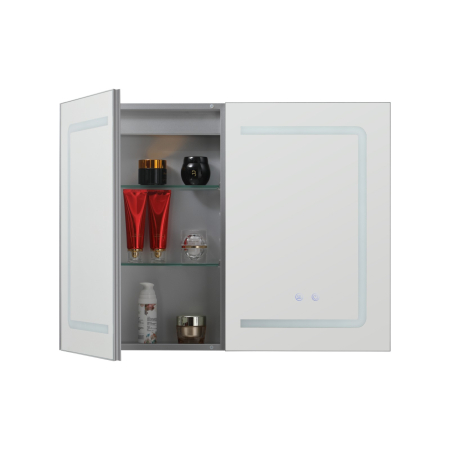 Oglindă Dulap LED Odin dreptunghiulară 60x80cm, ramă din aluminiu argintiu, cu dezaburire si touch, 3 tipuri de lumina, IP44, montare perete, ODG5310 [3]