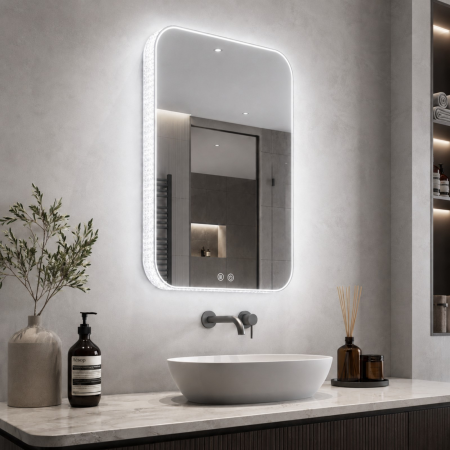 Oglinda LED DY003, 60x80, Intrerupator Touch Si Dezaburire, 3 Tipuri De Lumina Si Dimabila, Rama din Acril [3]