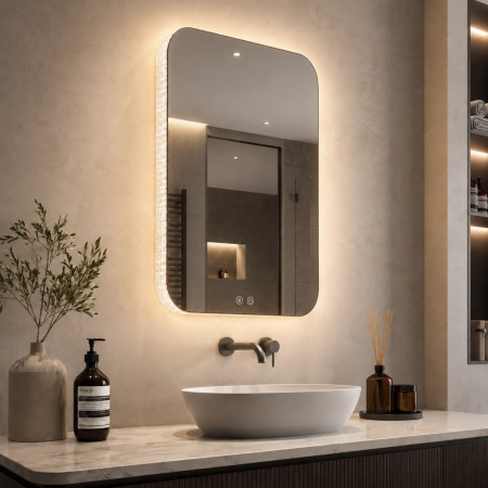 Oglinda LED DY003, 60x80, Intrerupator Touch Si Dezaburire, 3 Tipuri De Lumina Si Dimabila, Rama din Acril [4]