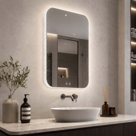 Oglinda LED DY003, 60x80, Intrerupator Touch Si Dezaburire, 3 Tipuri De Lumina Si Dimabila, Rama din Acril [5]