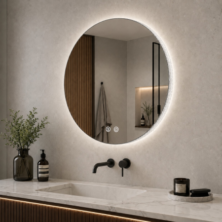 Oglinda LED DY005, Rotunda 60cm, Intrerupator Touch Si Dezaburire, 3 Tipuri De Lumina Si Dimabila, Rama din Acril [6]