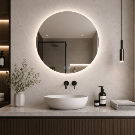 Oglinda LED DY006, Rotunda 60cm, Intrerupator Touch Si Dezaburire, 3 Tipuri De Lumina Si Dimabila [5]