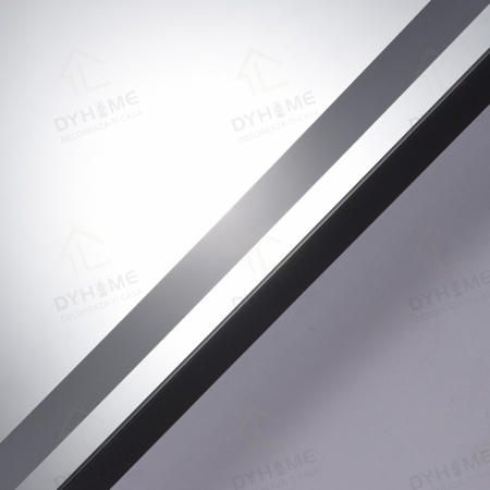 Oglinda LED DY010N, Rotunda 70cm, Intrerupator Touch, Dezaburire si Ceas, 3 Tipuri De Lumina Si Dimabila, Rama din Aluminiu Negru [4]