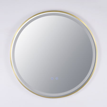 Oglinzi LED Rotunde - Oglinda LED DY016A, Rotunda 70cm, Intrerupator Touch Si Dezaburire, 3 Tipuri De Lumina Si Dimabila, Rama din Aluminiu Auriu