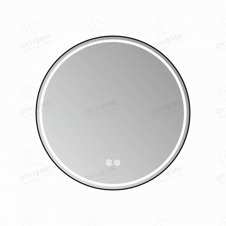 Oglinda LED DY016N, Rotunda 70cm, Intrerupator Touch Si Dezaburire, 3 Tipuri De Lumina Si Dimabila, Rama din Aluminiu Negru [5]