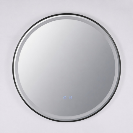 Oglinzi LED Rotunde - Oglinda LED DY016N, Rotunda 70cm, Intrerupator Touch Si Dezaburire, 3 Tipuri De Lumina Si Dimabila, Rama din Aluminiu Negru